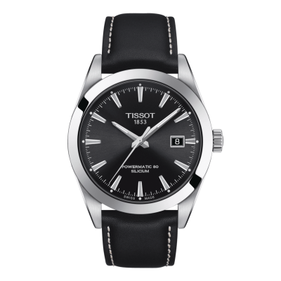 Tissot T-Classic GENTLEMAN POWERMATIC 80 SILICIUM T127.407.16.051.00 40mmac steel case with leather strap