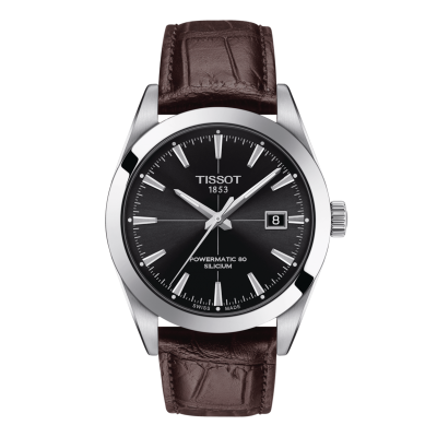 Tissot T-Classic GENTLEMAN POWERMATIC 80 SILICIUM T127.407.16.051.01 40mmac steel case with leather strap