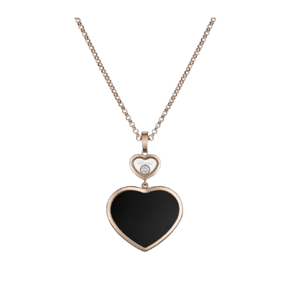 Chopard Happy Hearts 79A075-5201 PENDANT ROSE GOLD, DIAMOND, ONYX  60CM