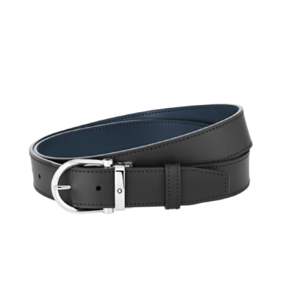 Montblanc 1200x35x5mm 128784 black/blue 30 mm reversible leather belt