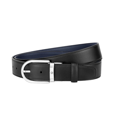 Montblanc 1200x35x10mm 126490 black/blue 30 mm reversible leather belt