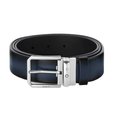 Montblanc 1200x35x5mm 131184 Leather Pin Buckle Belt Blue