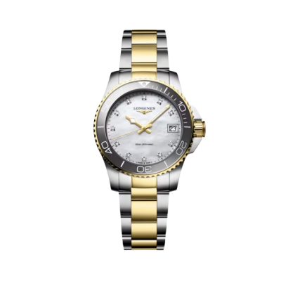 Longines HydroConquest L33703876 Women's quartz watch with diamond indexes 32mm