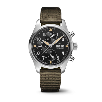 IWC Schaffhausen Pilot 's Watch Chronograph Spitfire IW387901 41mm steel case with textile strap