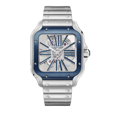 Cartier Santos de Cartier WHSA0026 40mm Stahlgehäuse und zusätzliches Kautschukband