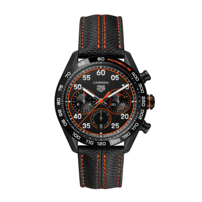 TAG Heuer Carrera CHRONOGRAPH X PORSCHE ORANGE RACING CBN2A1M.FC6526 44mm Metall-Keramik-Gehäuse mit Lederband